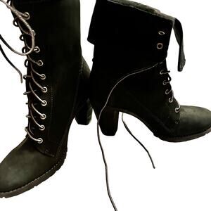 Timberland Chauncy Women's Heel Fold Down Boots 6" Leather Black Size 7.5